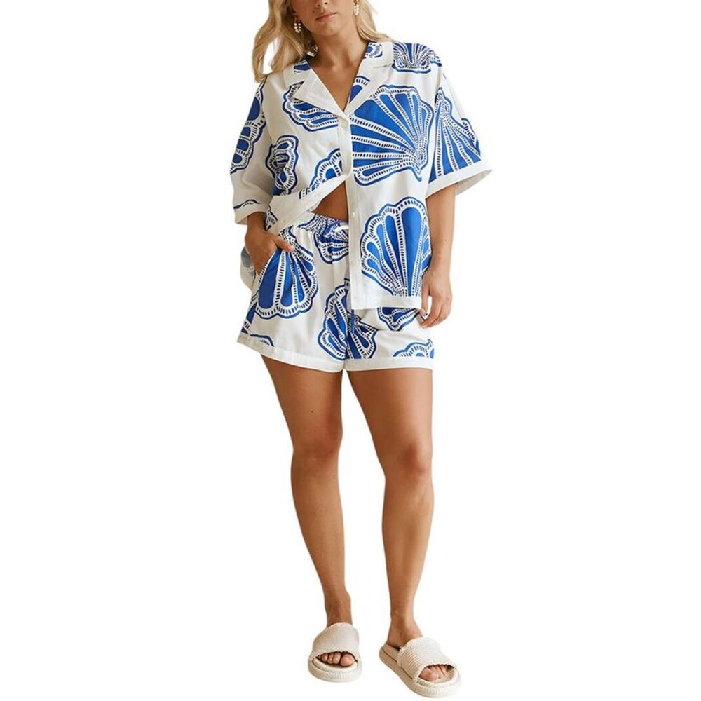 Camila Blanco Womens  2Pc Shirt & Short Set